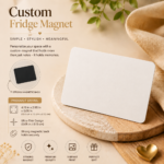 Custom fridge magnet with strong magnetic backing and premium sublimation print surface. Personalized refrigerator magnet for custom photos, family pictures, wedding memories, baby announcements, memorial keepsakes, anniversary gifts, and home décor. Durable ultra-thin custom photo magnet measuring 4.13 x 2.95 inches with vibrant print quality and secure magnetic hold.