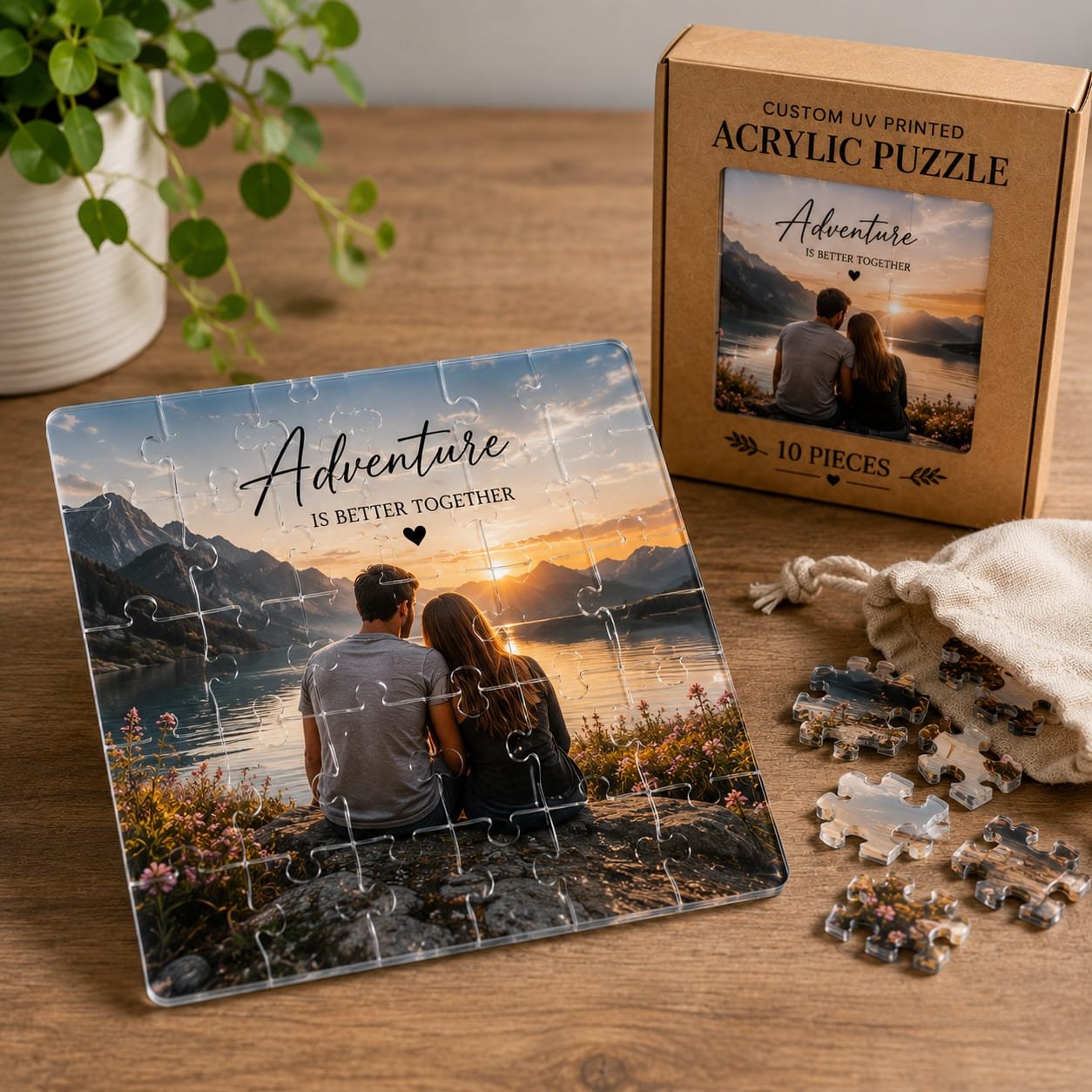 Custom UV Printed Acrylic Puzzle – Personalized Puzzle Gift Custom UV printed acrylic puzzle featuring personalized artwork, glossy finish, vibrant colors, and premium acrylic construction.