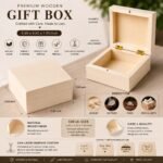 Custom laser engraved wooden gift box with magnetic closure, natural wood finish, and personalized keepsake design for special occasions.